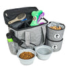 Top Dog Travel Bag - Airline Approved Travel Set for Dogs of All Sizes - Stores All Your Dog Accessories - Includes Travel Bag, 2x Food Storage Containers and 2x Collapsible Dog Bowls - Gray