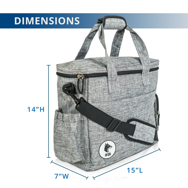 Top Dog Travel Bag - Airline Approved Travel Set for Dogs of All Sizes - Stores All Your Dog Accessories - Includes Travel Bag, 2x Food Storage Containers and 2x Collapsible Dog Bowls - Gray