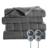 Sunbeam Queen Size Electric Fleece Heated Blanket In Slate With Dual Zone