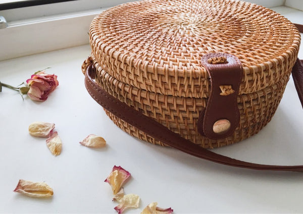 Bali Vintage Rattan Handmade Crossbody Round Bag