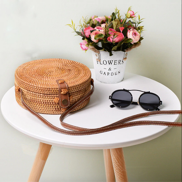 Bali Vintage Rattan Handmade Crossbody Round Bag