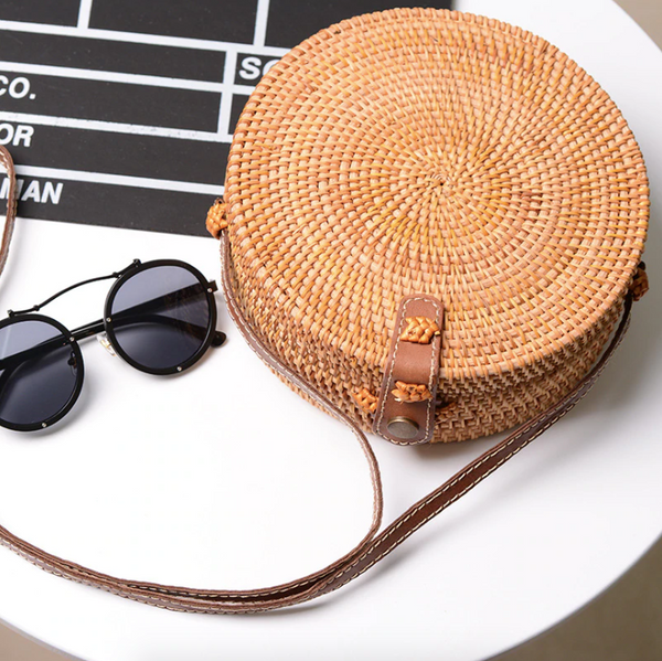 Bali Vintage Rattan Handmade Crossbody Round Bag