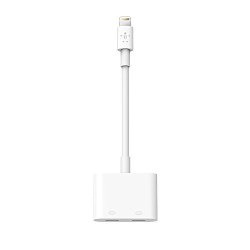 Belkin Lightning Audio + Charge Rockstar, iPhone Lightning Audio Adapter, iPhone Charging Adapter for iPhone 11, 11 Pro, 11 Pro Max, XS, XS Max, XR, X, 8, 8 Plus