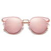 SOJOS Fashion Round Polarized Sunglasses for Women UV400 Mirrored Lens SJ1057 with Rose Gold Frame/Pink Mirrored Lens