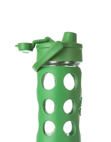 Lifefactory 16-Ounce BPA-Free Glass Water Bottle with Flip Cap and Protective Silicone Sleeve, Grass Green