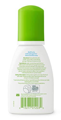 Babyganics Foaming Dish & Bottle Soap for Travel, Fragrance Free, 3.38oz, 3 Pack, Packaging May Vary