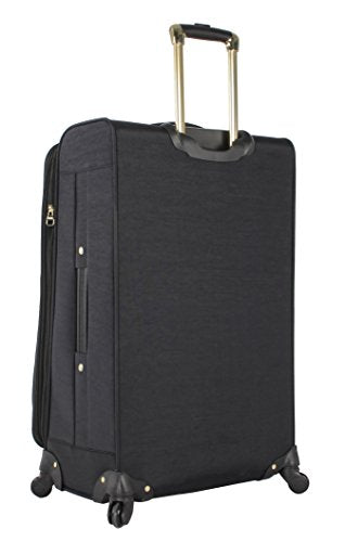 Steve Madden Designer Luggage Collection- 3 Piece Softside Expandable Lightweight Spinner Suitcases- Travel Set includes Under Seat Bag, 20-Inch Carry on & 28-Inch Checked Suitcase (Peek-A-Boo Black)