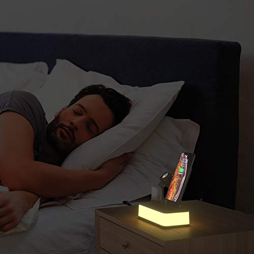 VMEI Wireless Charging Stand,7 in 1 Aluminum Wireless Phone Charging Stations for iPhone/iWatch/Airpods Charging Cradle/Integrated 45w PD Output/Nightlight(Gray)