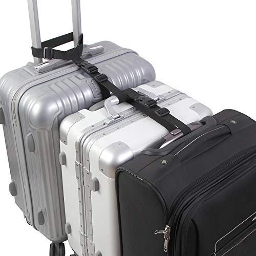 Luggage Straps,Two Add a Bag Suitcase Strap Belt,Adjustable Travel Attachment Accessories for Connect Your Three Luggage Together - 2 pack(Black)