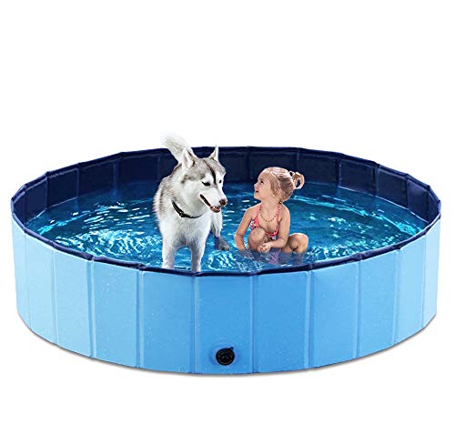 Jasonwell Foldable Dog Pet Bath Pool Collapsible Dog Pet Pool Bathing Tub Kiddie Pool for Dogs Cats and Kids (48inch.D x 11.8inch.H, Blue)