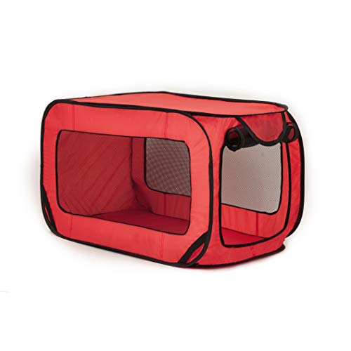 Love's cabin 36in Portable Large Dog Bed - Pop Up Dog Kennel, Indoor Outdoor Crate for Pets, Portable Car Seat Kennel, Cat Bed Collection, Red