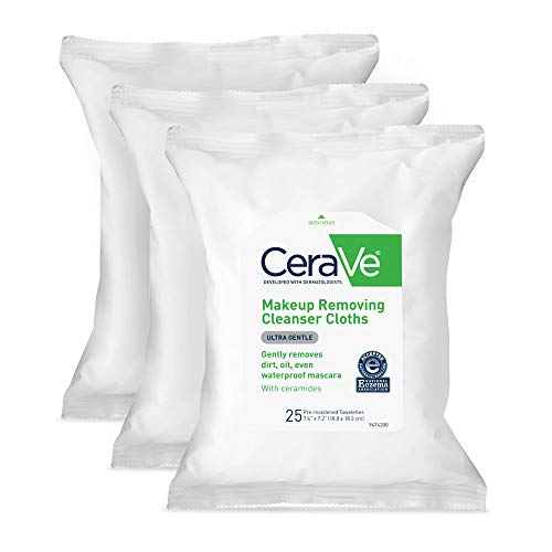 CeraVe Face & Eye Makeup Remover Wipes | 3 Pack, 25 Count Each | Gently Removes Dirt, Oil, & Waterproof Makeup | Fragrance Free & Non-Irritating