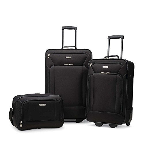 American Tourister Fieldbrook XLT Softside Upright Luggage, Black, 3-Piece Set (BB/21/25)