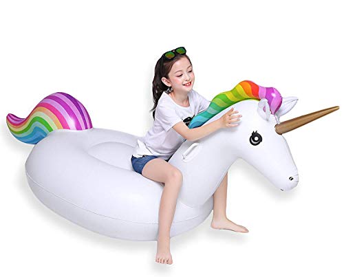 Jasonwell Big Inflatable Unicorn Pool Float Floatie Ride On with Fast Valves Large Blow Up Beach Swimming Pool Party Lounge Raft Toys Kids Adults