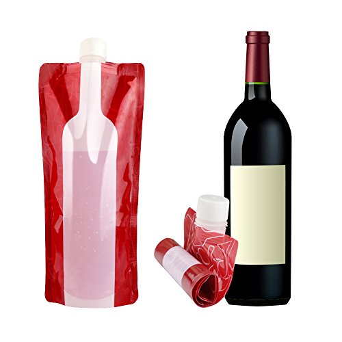 Accmor Wine Bottle Bag Flask, Portable Wine Accessories, Reusable Flexible Collapsible Leek Proof Liquid Accessories for Gift Travel Camping BBQ Party Beach Hiking Home Kitchen