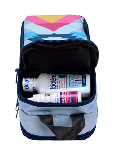 Well Traveled Travel Toiletry Bag – for Makeup, Cosmetics, Shaving Kit, Hand Sanitizer, Disinfectant, Soap - Multicolor Organizer for Men, Women - Compact, 3 Compartments, Soft-Sided, 10x4.5x4 Inch