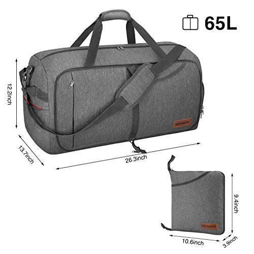 canway 115l travel duffel bag Canway 65L Travel Duffel Bag, Foldable Weekender Bag with Shoes Compartment for Men Women Water-proof & Tear Resistant