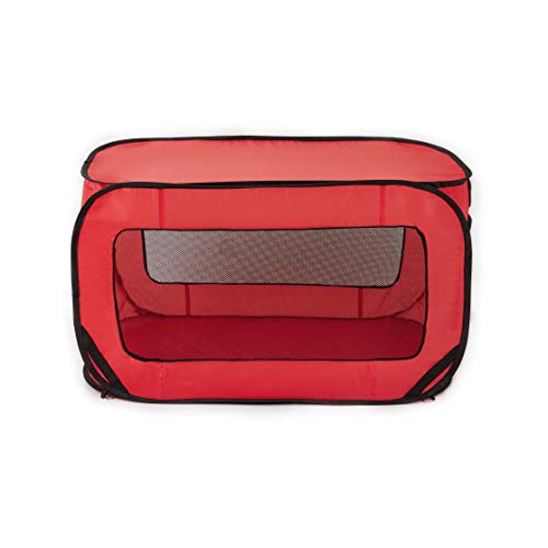 Love's cabin 36in Portable Large Dog Bed - Pop Up Dog Kennel, Indoor Outdoor Crate for Pets, Portable Car Seat Kennel, Cat Bed Collection, Red