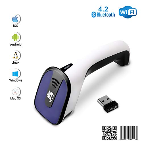 ScanAvenger Portable Wireless Bluetooth Barcode Scanner: 3-in-1 Hand Scanners - Cordless, Rechargeable 1D and 2D Scan Gun for Inventory Management - Wireless, Handheld, USB Bar Code/QR Code Reader