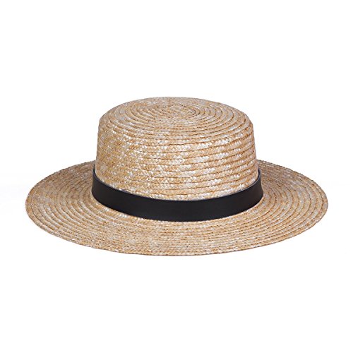 Lack of Color | The Spencer Wide Brimmed Boater | Straw/Black Women's Straw Sun Hat | 55cm (S) | Designer Hats | Express Shipping Available