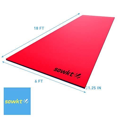 SOWKT [Newest Model 18 x 6 Feet Floating Water Pad - Floating Island for Lakes or Pools - Giant Lily Pad Holds up to 8 Adults or 20 Kids. Unlimited Fun!(Red/Black/Blue)