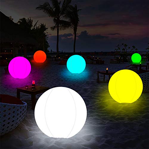 AUBESTKER Pool Toys 13 Colors Glow Ball 16'' Inflatable LED Light Up Beach Ball with Remote, Great for Beach Pool Party Outdoor Games and Decorations