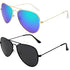 Livhò Sunglasses for Men Women Aviator Polarized Metal Mirror UV 400 Lens Protection (Black Grey + Blue Green)