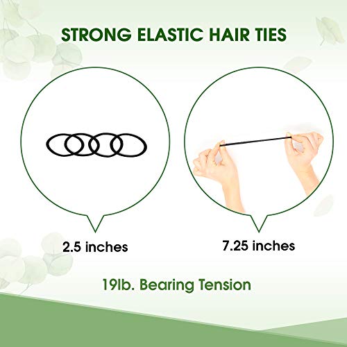 Biodegradable Elastic Hair Ties for Women & Men - Organic No Crease Black Hair Tie Ponytail Holders and Hairties for Buns - Plastic Free Hairbands for Women and Mens Hair - 5mm (27 count)