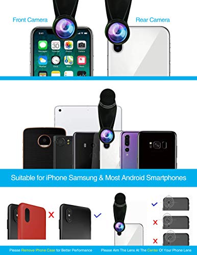 Cell Phone Camera Lens Kit,11 in 1 Universal 20x Zoom Telephoto Lens,0.63Wide Angle+15X Macro+198°Fisheye+2X Telephoto+Kaleidoscope+CPL/Starlight/Eyemask/Tripod/Remote,for Most Smartphone (Black)