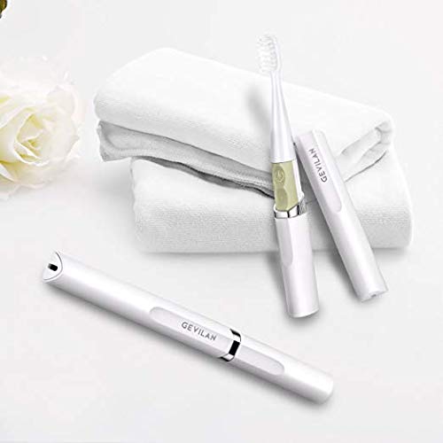 Travel Electric Toothbrush by Gevilan with 2 Modes Battery Powered, Waterproof and Portable Lipstick Mini Design for Daily Oral Beauty Care, Trip(White)