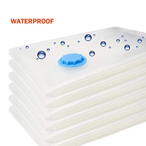 YANSER Space Saver Bags Vacuum Storage Bags for Clothes，6 Small，20” ×28”, Travel Pump, Reusable Durable & Waterproof, 80% Space Saved, 6 Pack Small Travel Storage Bags