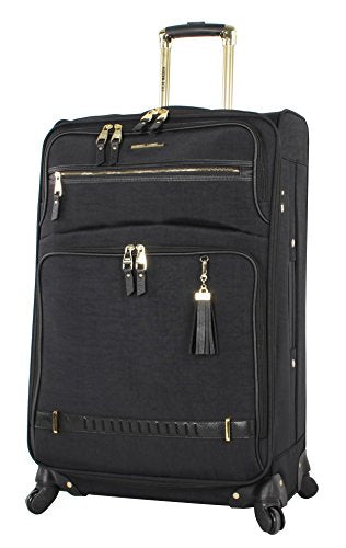 Steve Madden Designer Luggage Collection- 3 Piece Softside Expandable Lightweight Spinner Suitcases- Travel Set includes Under Seat Bag, 20-Inch Carry on & 28-Inch Checked Suitcase (Peek-A-Boo Black)
