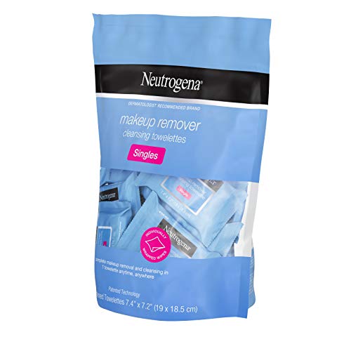 Neutrogena Makeup Remover Cleansing Towelette Singles, Daily Face Wipes to Remove Dirt, Oil, Makeup & Waterproof Mascara, Individually Wrapped, 20 ct