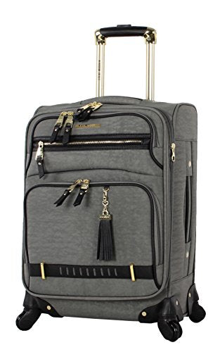 Steve Madden Designer Luggage Collection- 3 Piece Softside Expandable Lightweight Spinner Suitcases- Travel Set includes Under Seat Bag, 20-Inch Carry on & 28-Inch Checked Suitcase (Peek-A-Boo Grey)