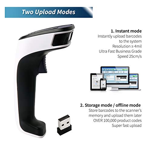 ScanAvenger Portable Wireless Bluetooth Barcode Scanner: 3-in-1 Hand Scanners - Cordless, Rechargeable 1D and 2D Scan Gun for Inventory Management - Wireless, Handheld, USB Bar Code/QR Code Reader