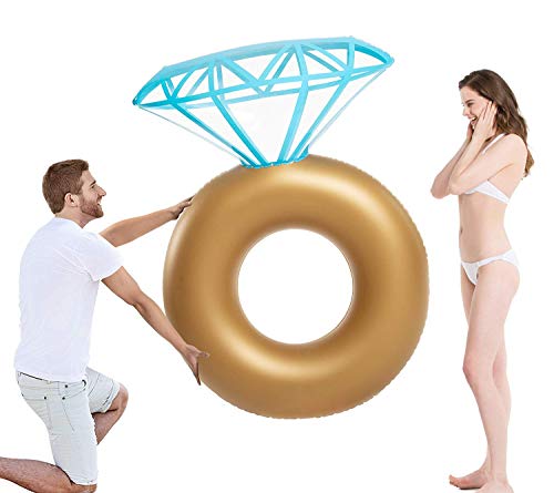 Jasonwell Inflatable Diamond Ring Pool Float - Engagement Ring Bachelorette Party Float Stagette Decorations Swimming Tube Floaty Outdoor Water Lounge for Adults & Kids