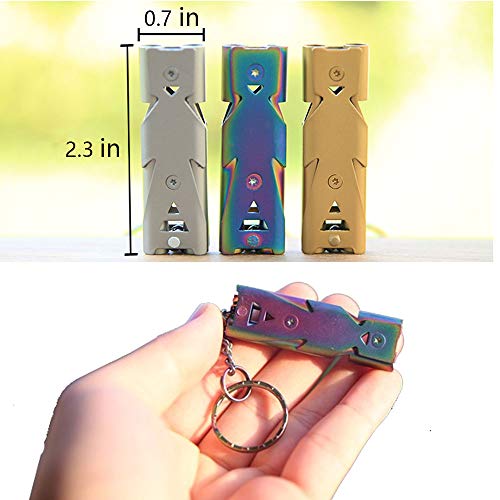 YUYANG High Decibel Double-Tube Emergency Whistle-with Key Holder,Can Be Used for Boating Hiking Outdoor Camping Training Hunting and Pet Training(Blue-Purple)