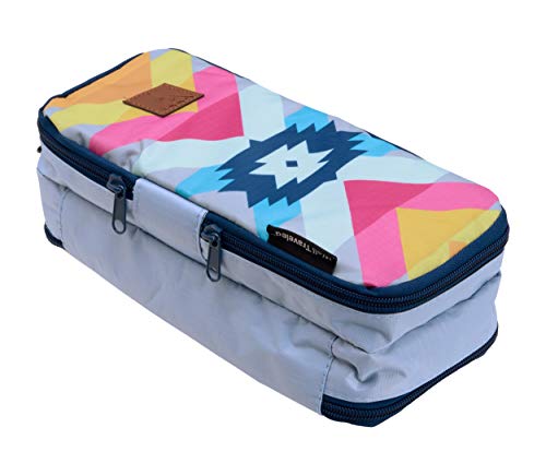 Well Traveled Travel Toiletry Bag – for Makeup, Cosmetics, Shaving Kit, Hand Sanitizer, Disinfectant, Soap - Multicolor Organizer for Men, Women - Compact, 3 Compartments, Soft-Sided, 10x4.5x4 Inch