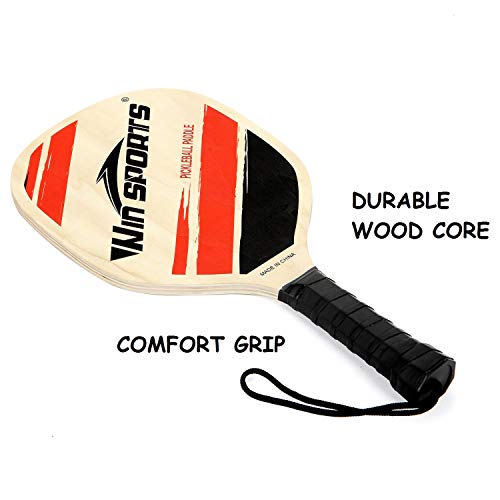 Win SPORTS Wooden Pickleball Paddle Set | Beginner Racket | Pickle Ball Paddles with 2 Paddles,4 Balls and 1 Carry Bag | Durable and Classic