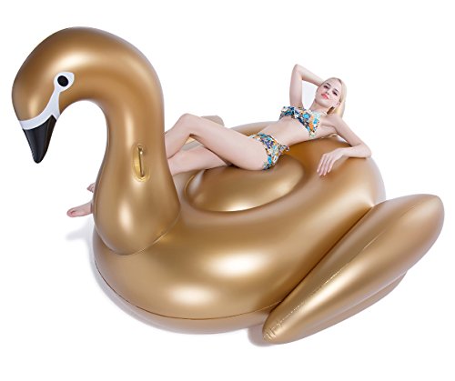 Jasonwell Giant Inflatable Golden Swan Pool Float Inflatable Party Float Toy with Fast Valves Swimming Pool Lounge Raft Toys Adults & Kids