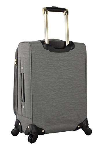 Steve Madden Designer Luggage Collection- 3 Piece Softside Expandable Lightweight Spinner Suitcases- Travel Set includes Under Seat Bag, 20-Inch Carry on & 28-Inch Checked Suitcase (Peek-A-Boo Grey)