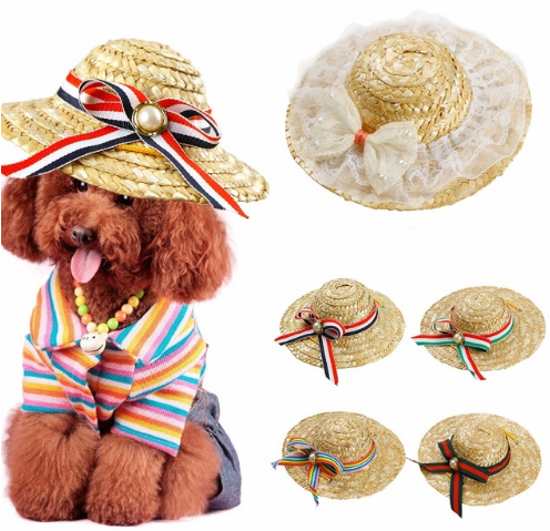 Dog Accessorites Sun Protection Hat For Dogs Cute Pet Casual Straw Hat Cap Chapeu Pet Cap