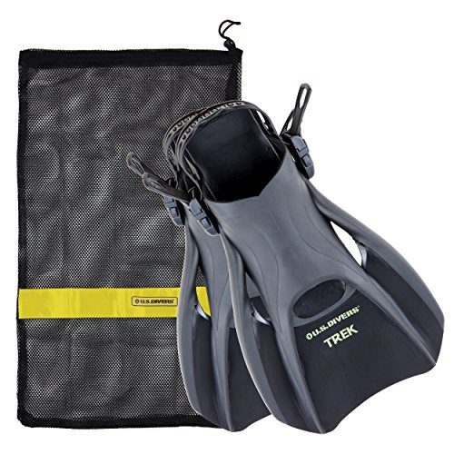 US Divers Trek Travel Fin with Mesh Carrying Bag, Black, Large