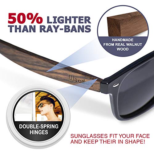 Wood Sunglasses with Polarized Lens in Bamboo Tube Packaging Woodies (Walnut)