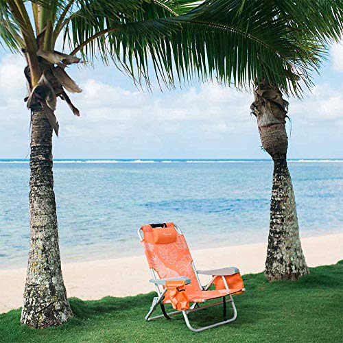 Lightspeed Outdoors Reclining Beach Chair | Lightweight Folding Chair (Summer Sunset)