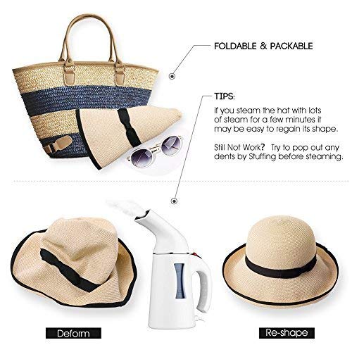 Womens Floppy Summer Sun Beach Straw Hats Accessories Wide Brim SPF 50 Crushable 56-58cm Beige