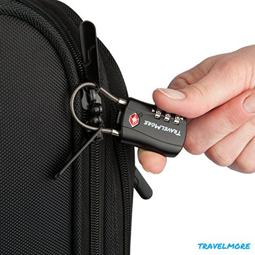 backpack lock for travel TSA Approved Travel Combination Cable Luggage Locks for Suitcases 1 Pack Black