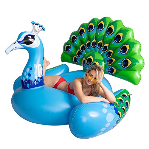 JOYIN Inflatable Peacock Pool Float, Fun Beach Floaties, Swim Party Toys, Pool Island, Summer Pool Raft Lounge for Adults & Kids