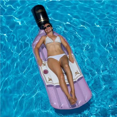 Swimline 90654 ROSÉ Float, Inflatable Pool Mattress, One Size, Pink/White/Clear/Black/Gold Accent