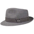Stetson Carson Fedora Toyo Straw hat - Heathered Summer hat for Men - Paper Straw Sun hat with Striped Grosgrain Ribbon - Stylish Men's hat for Spring/Summer Grey-Blue XL (7 1/2-7 5/8)